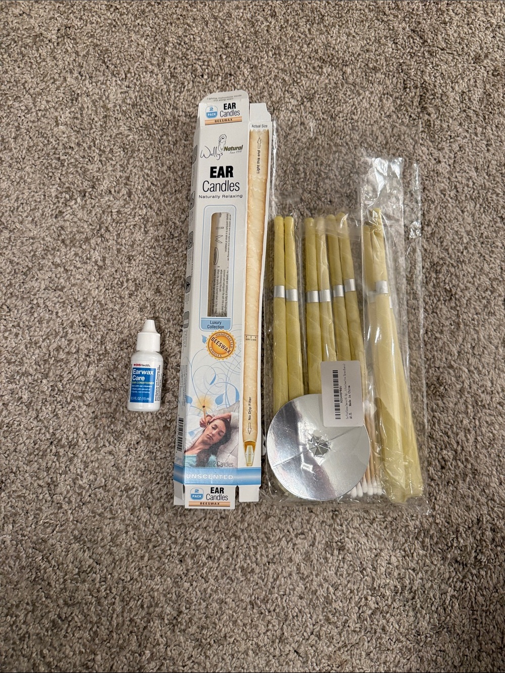 Ear Candles Kit with Earwax Care Drops - Yellow
